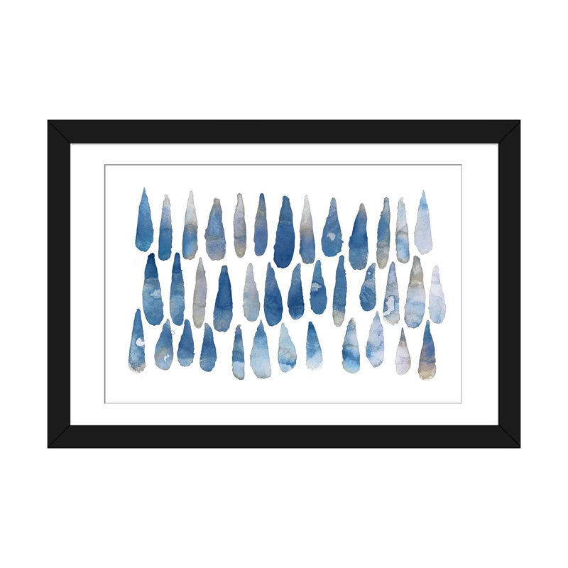 «Drops», reproduction sur toile, H 16 po x l 24 po x P 1 po, Papier d'art encadré noir, Blanc