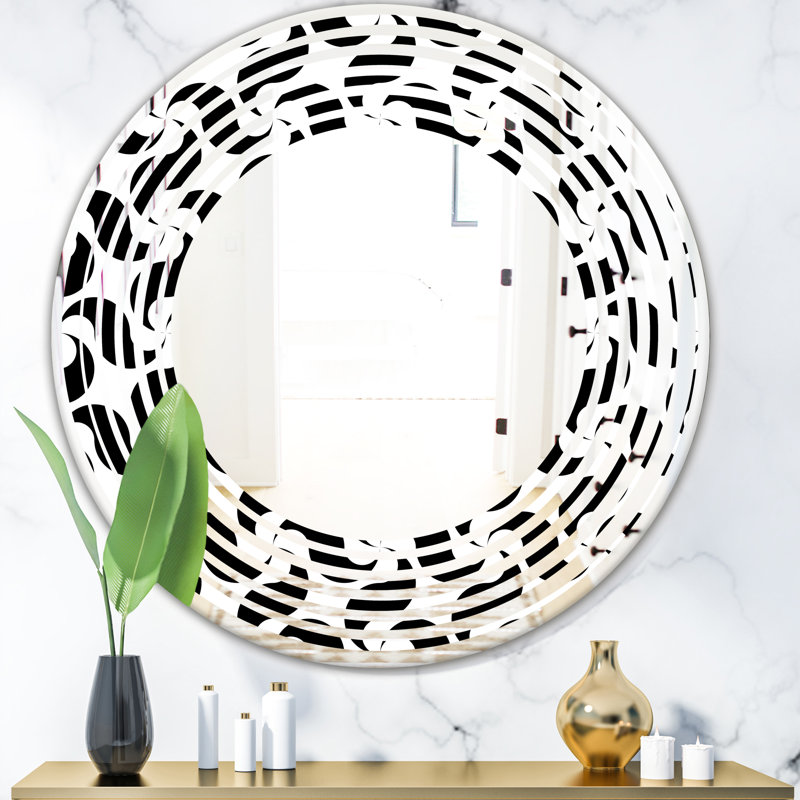 Miroir mural géométrique en monochrome wave, 31,5 po x 31,5 po