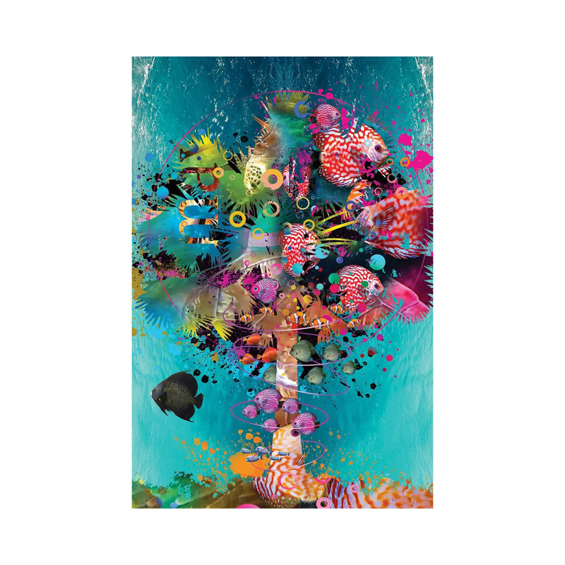 «Surfing Palm» par David Loblaw - impression sur toile tendue, H 18 po x l 12 po x 1,5 po