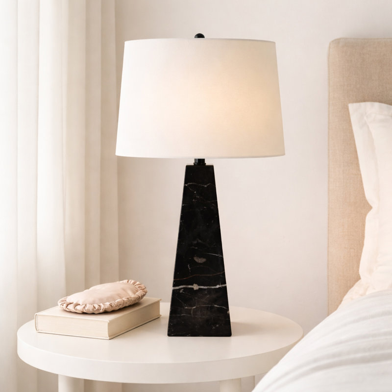 30X16" Tapered Marble Lamp, Black