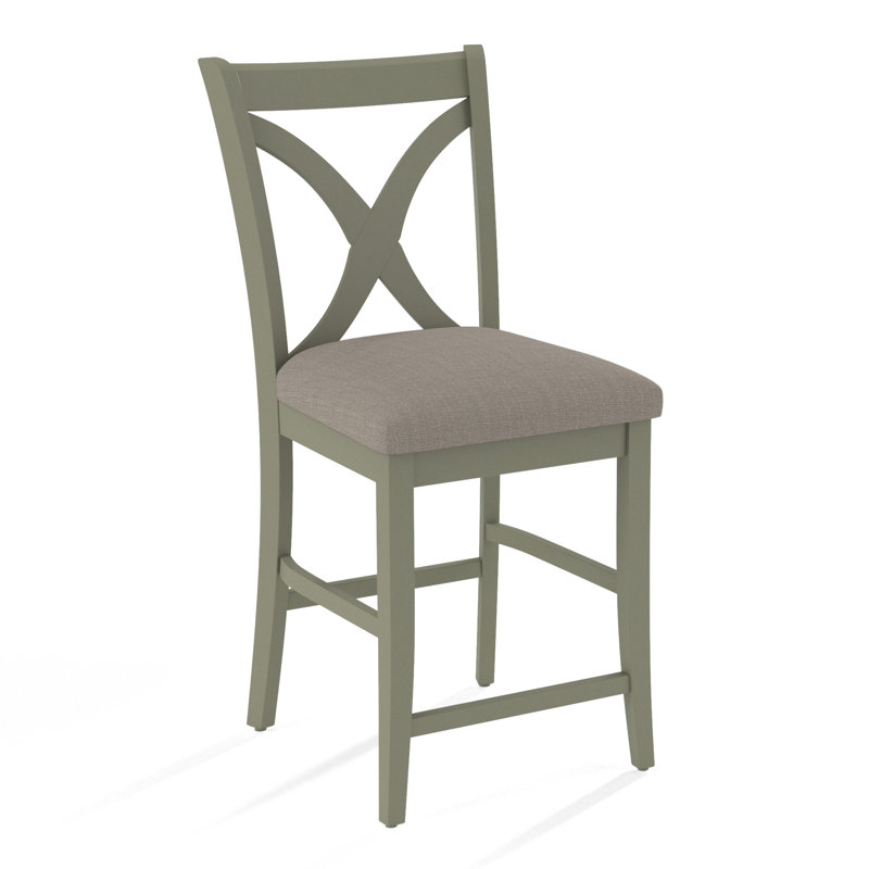 Hues Upholstered Stool with Solid Wood Frame, Beige Performance Fabric; 0851-73, Stone Hearth Finish
