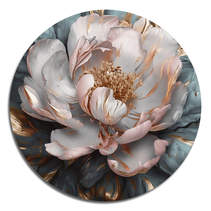 Bahari - art floral rond en métal, H 16 po x l 16 po