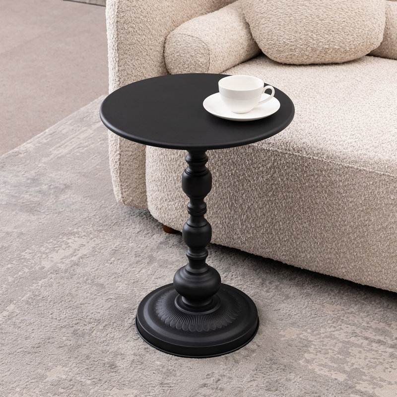 Table basse en métal vintage, table d'appoint ronde pour table de chevet et table d'appoint, Noir