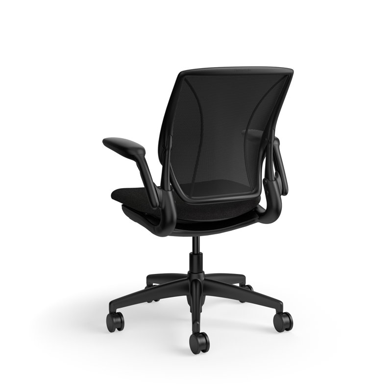 World LM, Ergonomic Task Chair with Poppy Seed Backrest, and  Autumn Upholstered Seat, Black Fabric, Black, Black Mesh
