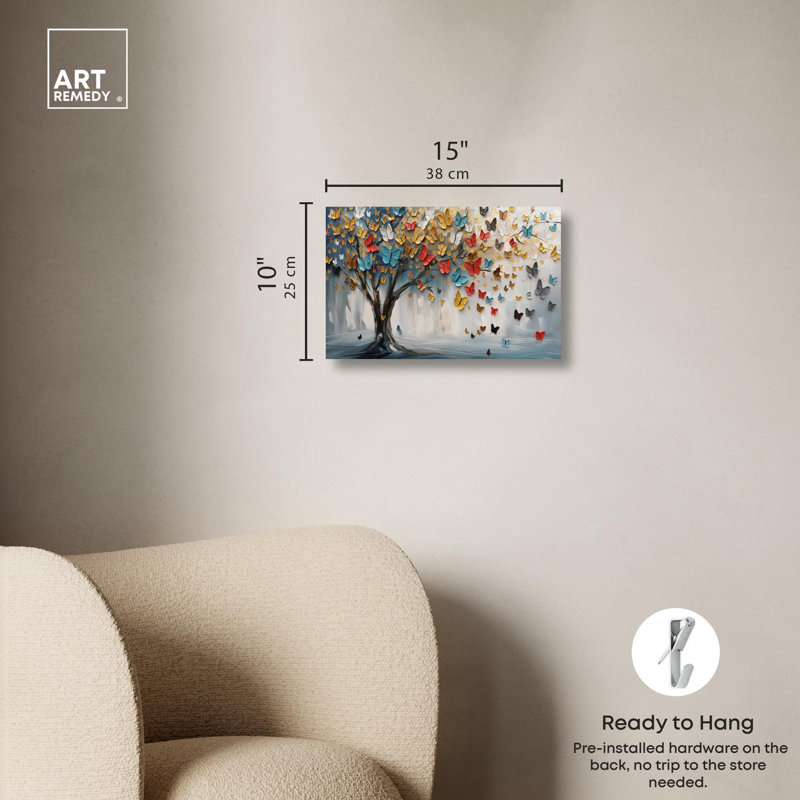 Tree of Fluttering Colors Gallery Wrapped Canvas Art, 15" x 10"