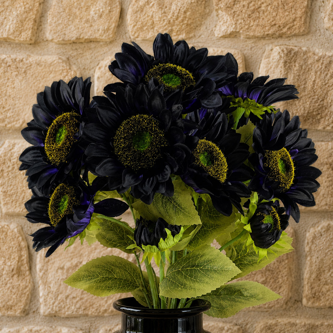Leaf Artificial Sunflower Single Stem 2.9ft Purple - Image 5