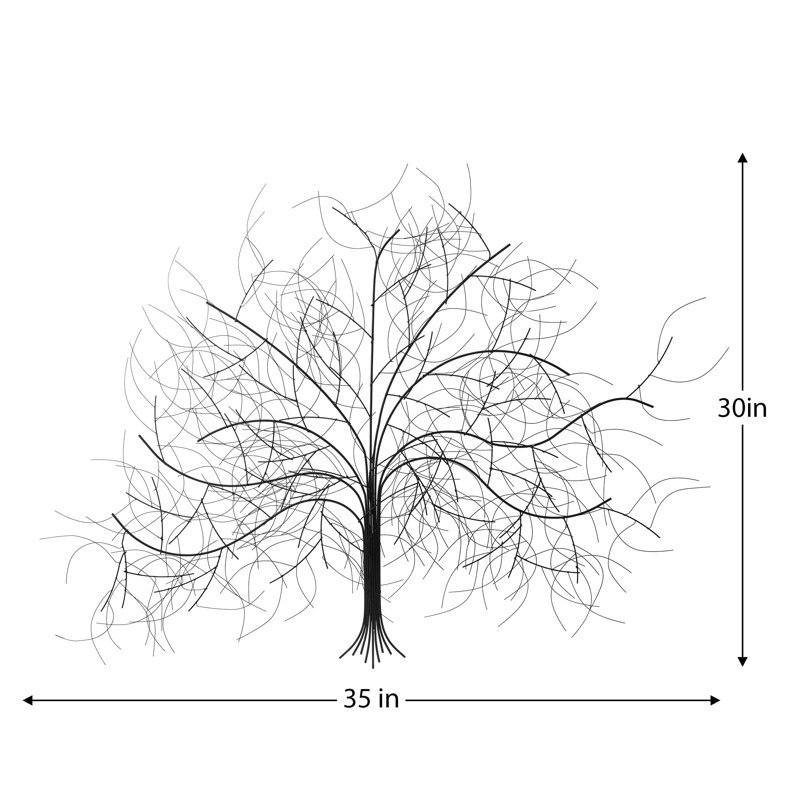 Handmade Black Metal Willow Tree Silhouette Wall Decor