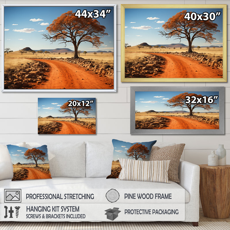 Paysage australien Outback Spectrum II - reproduction sur toile, Cadre doré simple, H 12 po x l 20 po x P 1 po