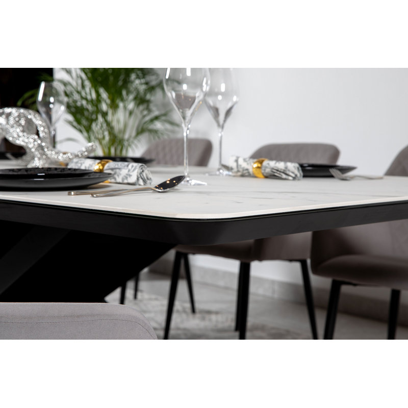 Glass Top Metal Base Dining Table