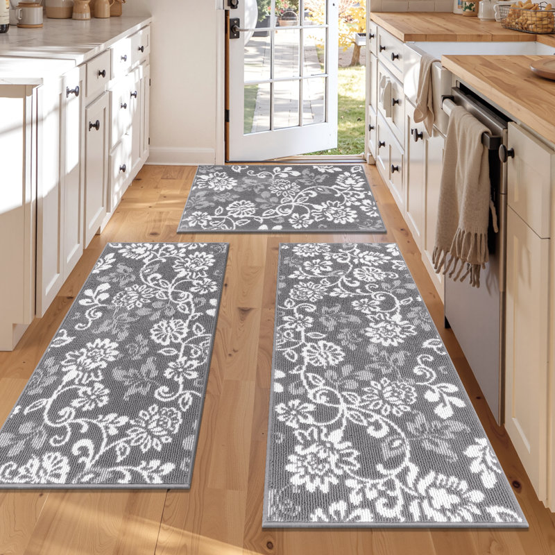 Large Size Non Slip Kitchen Mats (Set of 3), Gray