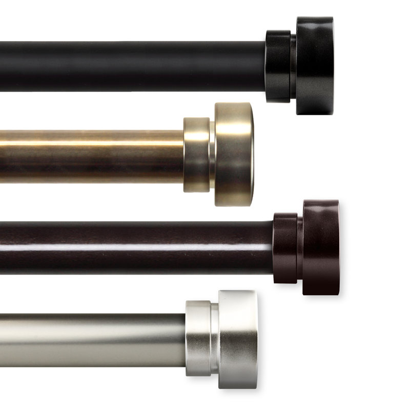 Ensemble de tringle à rideaux simple et quincaillerie Lyndhurst, De 28 po à 48 po de largeur, Nickel satiné
