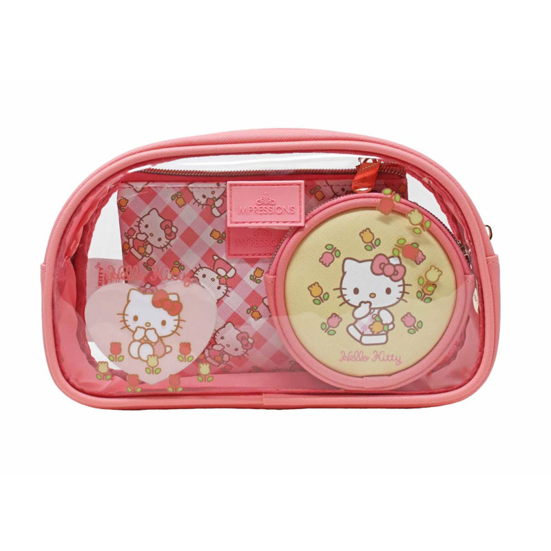Impression Vanity Hello Kitty 3 Piece Makeup Bag Set includes Large, Medium, and Small pouches