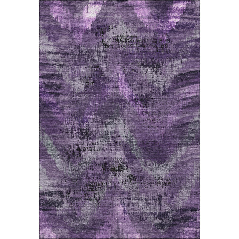 Premium Machine Washable Prisco Purple Rug, Rectangle 9' x 12'