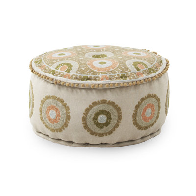 Caisley 55cm Wide Round Geometric Pouffe Ottoman