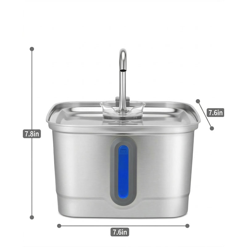 Fontaine à chat automatique en acier inoxydable, 101 oz / 3L avec filtres et éponges de remplacement (2 chacun), pour chats et petits chiens