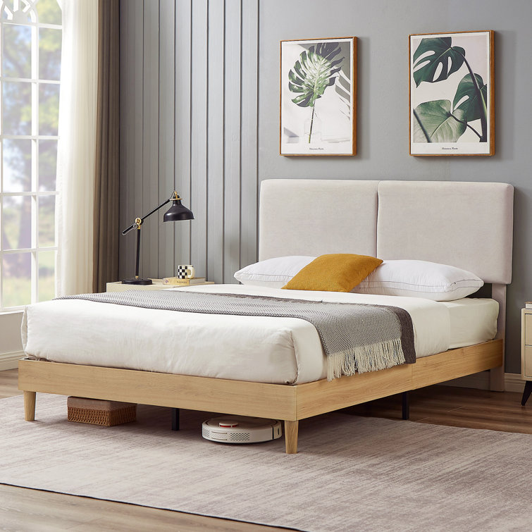 Binnett Upholstered Bed Frame - Beige Full Size