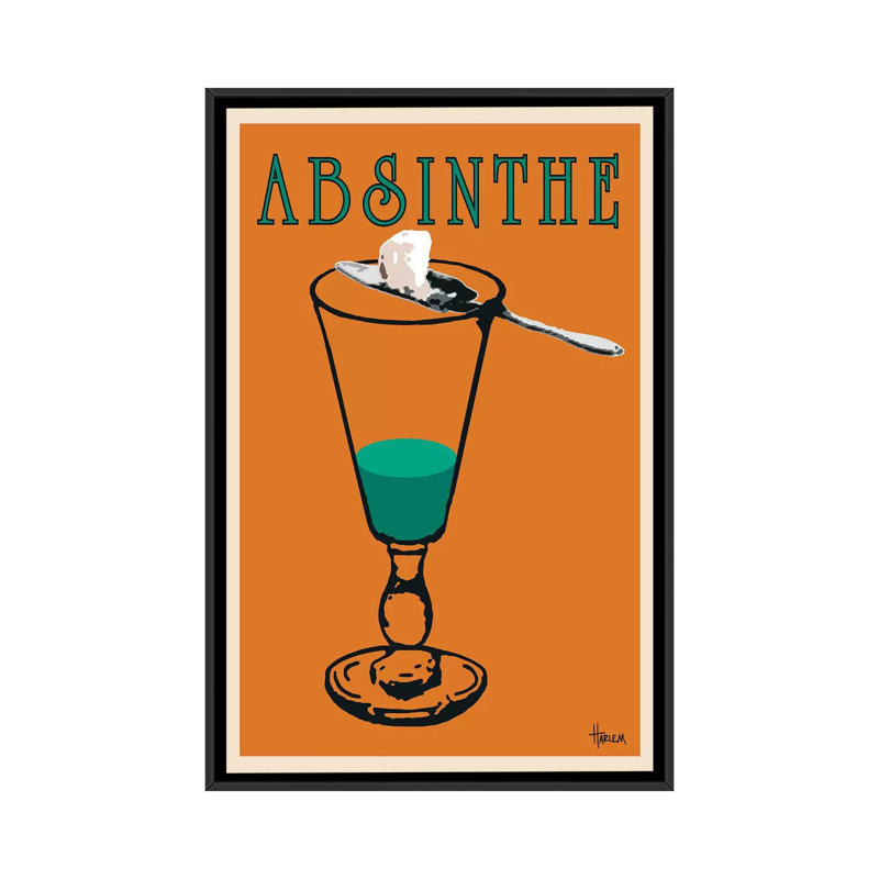 « absinthe », impression sur toile, H 26 po x l 18 po x P 1,5 po, Toile avec cadre noir, Pas de tapis