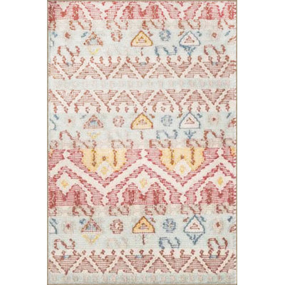 Multicolored Mixed Motif Ethnic Patterned Vintage Decorative Carpet
