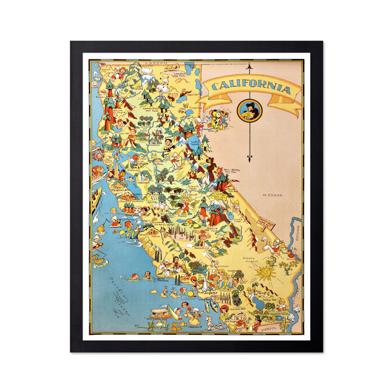 Ruth Taylor - carte illustrée de la Californie, 12"H x 16"W, Poster, Unframed