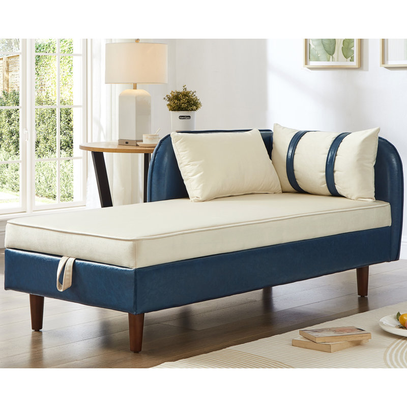 Canapé de rangement 65 po, Beige/bleu