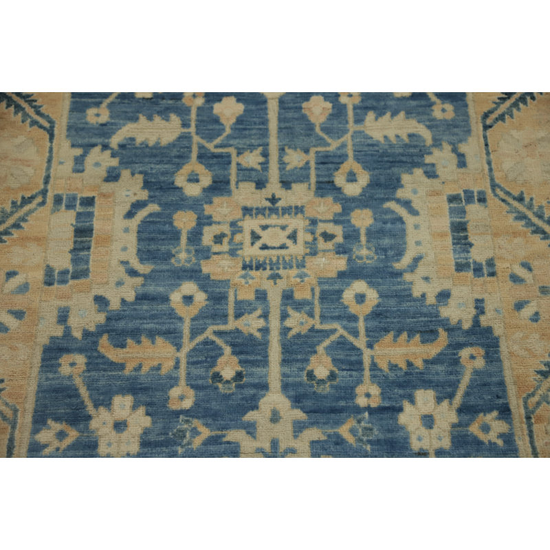 Blue Handmade Ziegler Vegetable Dye Runner Rug 3x16
