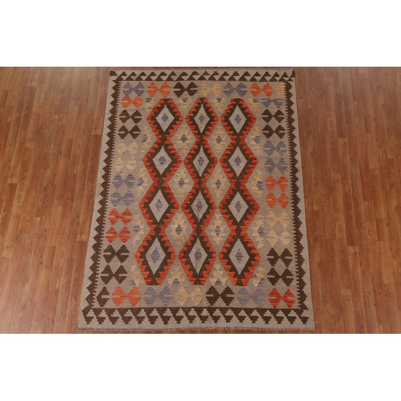 Tapis oriental géométrique Kilim 6 x 8