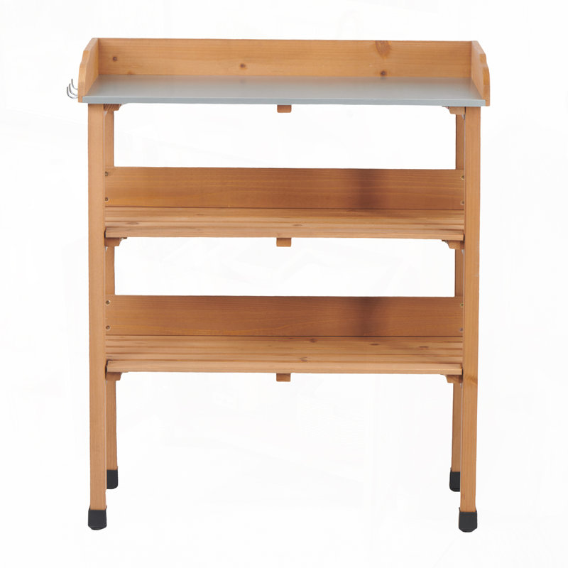 Wooden Potting Bench Work Table, Light Brown