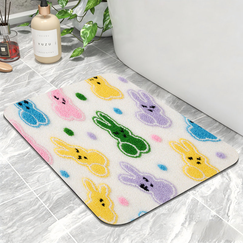 Tapis de bain Pastel Bunny Marshmallow, antidérapant, pour salle de bain et cuisine, 32 po x 20 po