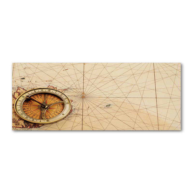 Compass On The Map - Wrapped Canvas Print