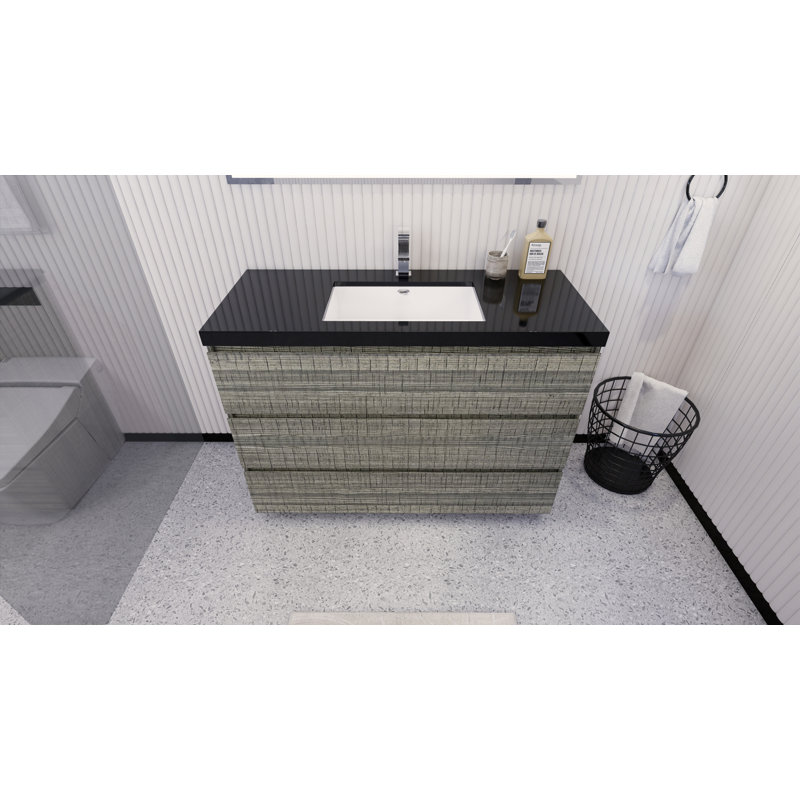 Reyes 47'' Single Bathroom Vanity Base Only, Hight Gloss Ash Gray