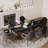 78 Inch Faux Marble Dining Table With Polished Double Pedestal-1132620590-1132620626