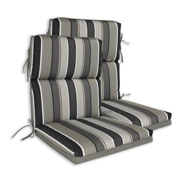 Rohando Stripe Outdoor/Indoor 2-Piece Deep Seat Cushion Set for Patio Furniture, Natural Grey Latitude Run Fabric: Gray