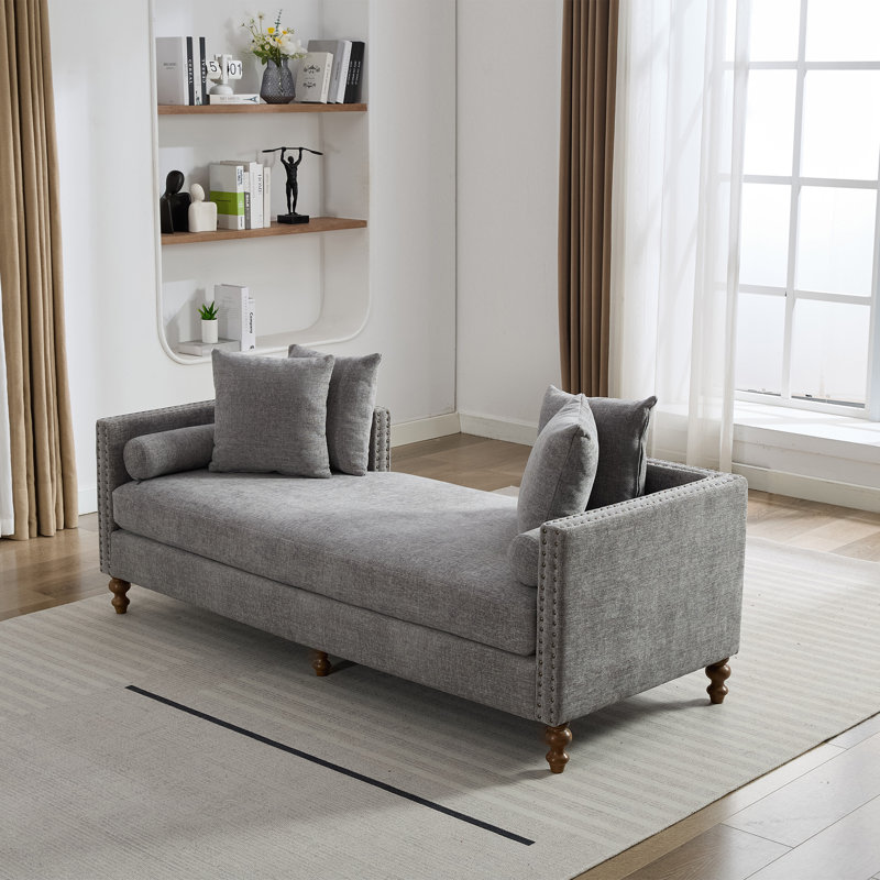 Modern Upholstered Chaise Lounge, Grey