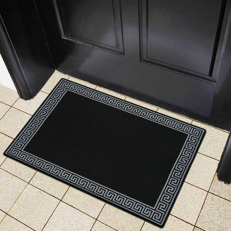 Fougeres Non-Slip Indoor Doormat, Black/Grey, Rectangle W50 x L80 cm