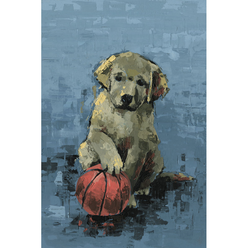 « dribbling dog », reproduction sur toile tendue, H 12 po x l 8 po x P 1,5 po