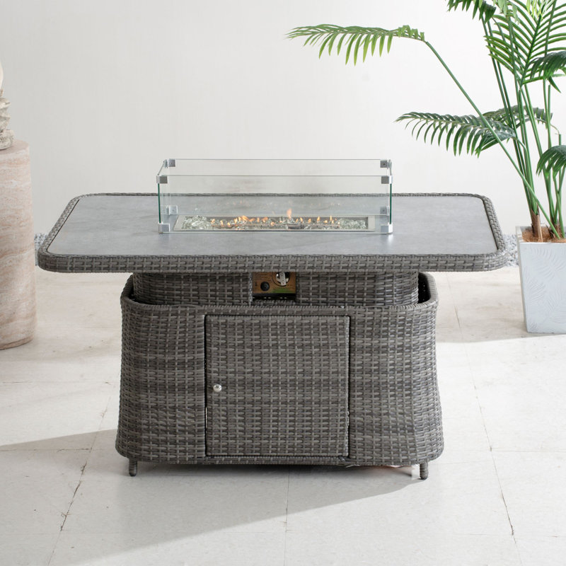 Rectangle Aluminium Propane Smokeless Fire Pit Table with Hidden Fuel Tank, Gray