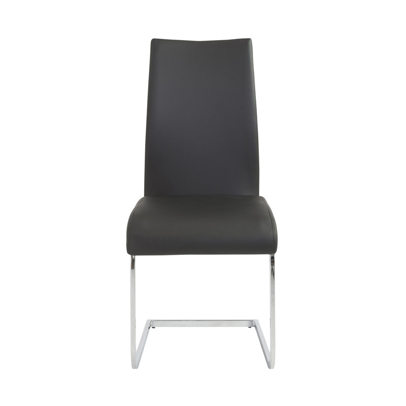 Haugen 18.5'' H Upholstered Side Chair, Black Faux Leather, Chrome, 2