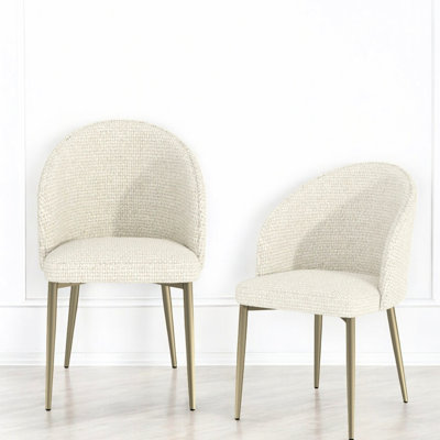 2 White Fabric Side Chairs - Upholstered With Foam Padding, Metal & Plywood Base 220Lbs Capacity Per Chair, 20" Seat Width, 17" Depth, 19" Height, 15" Back 23" Product 21" 32" Height Chair Of Foam,