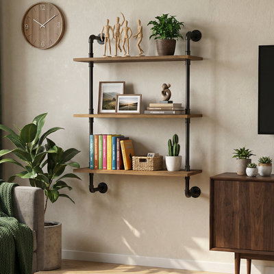 Iron,Wood Floating Shelf