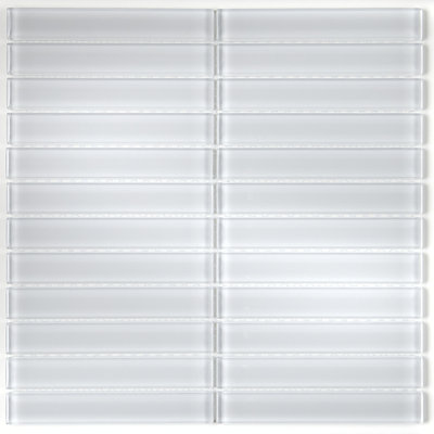 Geneva Straight-Joint 1" x 6" Glass Mosaic Tile in Classic Solid Ice White