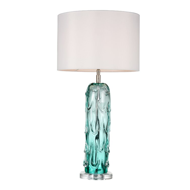 Clifton Round Glass Table Lamp With Grey Shade – Cotswold Luxe