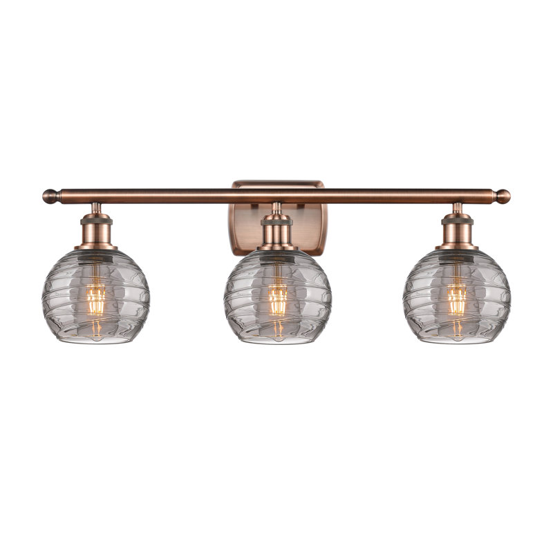 Éclairage de salle de bain à intensité variable 3 lumières Halvorson, Ampoule non incluse, Cuivre, Noir