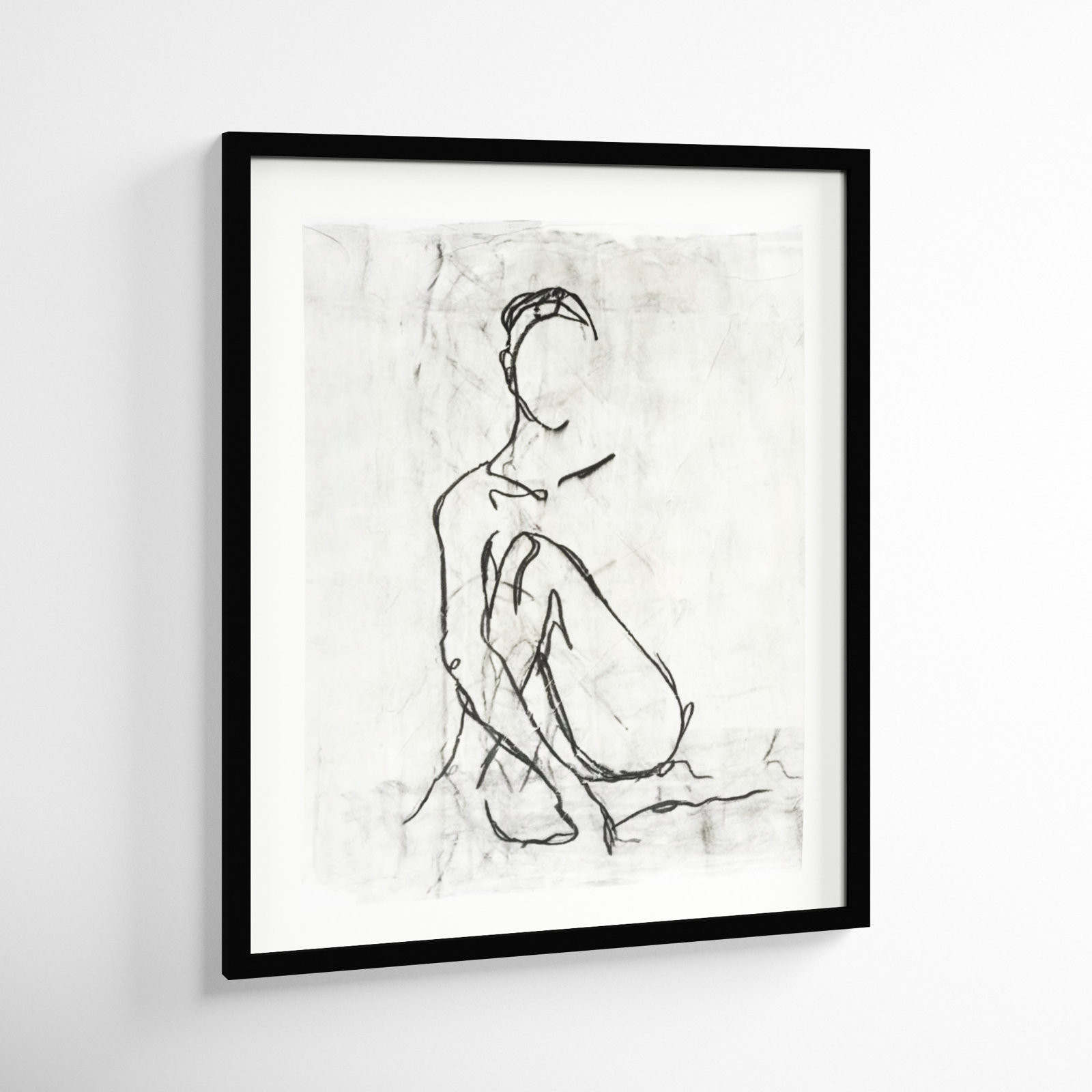 Embellished Nude Contour II Print, Black Framed Paper, 25" H x 21" W