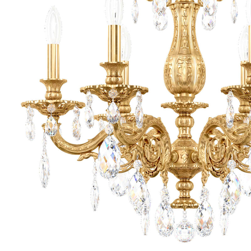 Milano 6 Light 24in x 26.5in Chandelier in Etruscan Gold with Clear Radiance Crystals, Chinese (K9), Heirloom Gold
