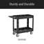 Chariot utilitaire à deux tablettes avec roulettes, 600 lb Chariots utilitaires et outils à capacité pour entrepôts, espaces industriels, garages, pour l'intérieur et l'extérieur, et plus encore, avec roues verrouillables