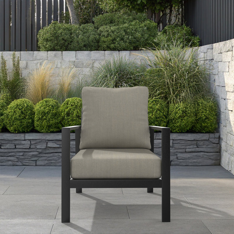 Amala Sunbrella® Outdoor Deep Seating Lounge Chair Seat/Back Cushion, Spectrum Dove Sunbrella® Plainweave