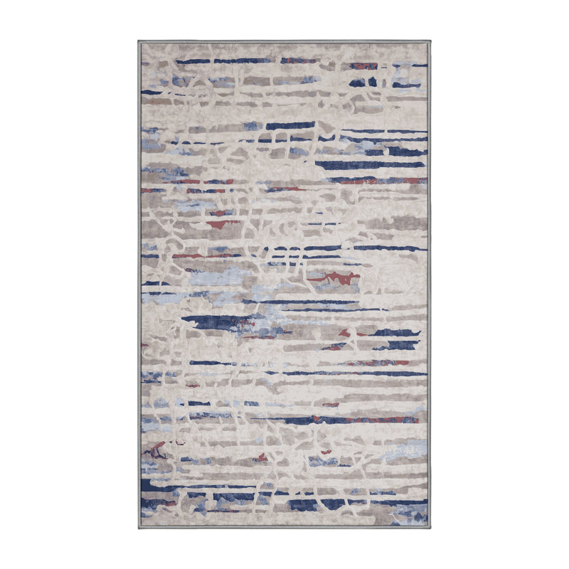 Machine Washable Gray Area Rug, Runner 2' x 4'