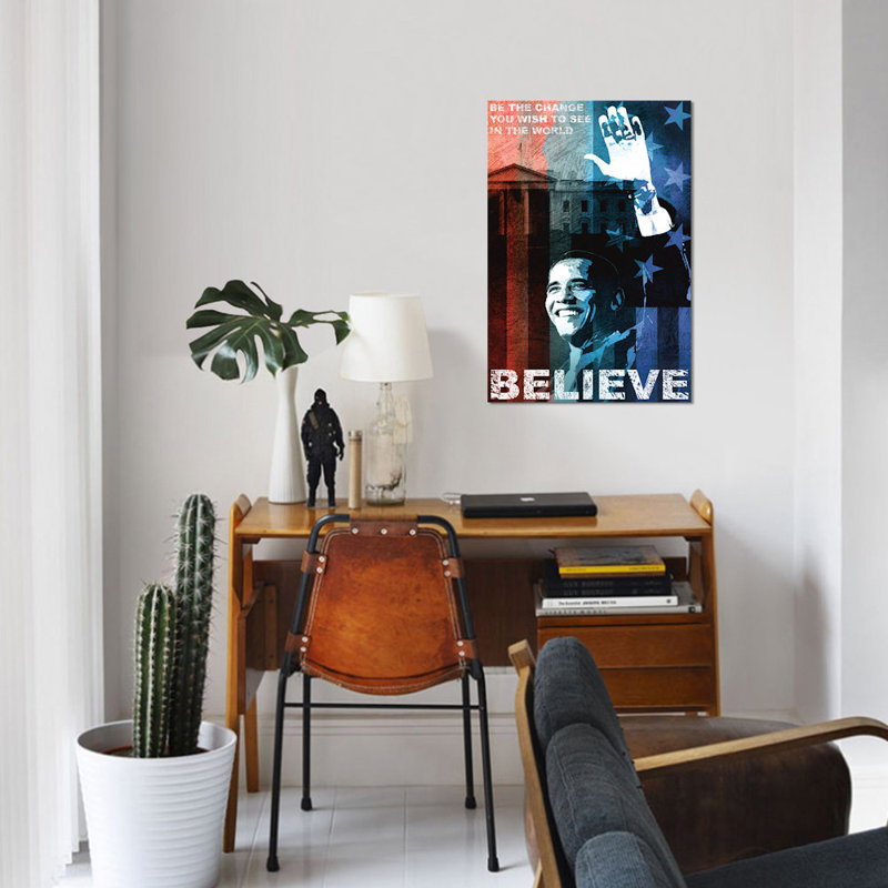 «Obama: Believe», impression sur toile, H 40 po x l 26 po x P 1,5 po, Toile tendue, Pas de tapis
