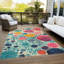Tapis bleu sarcelle lavable à la machine intérieur / extérieur Xhevrie-1165871143