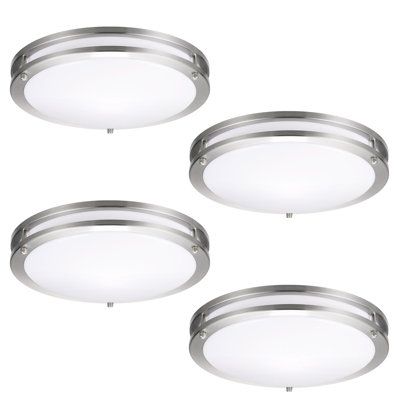 Plafonnier encastré à DEL à double anneaux 4PK à intensité variable 18 po, plafonniers pour cuisine, couloir, chambre à coucher